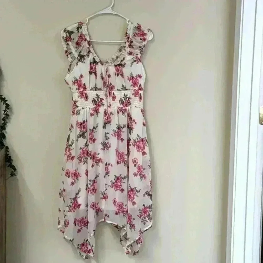 White and pink floral dress